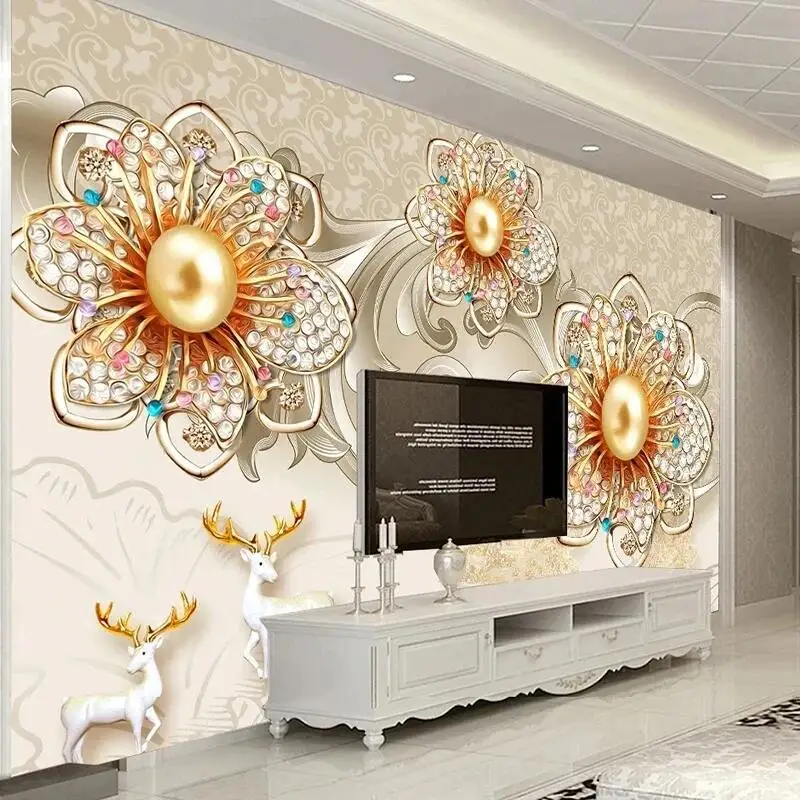 

Custom Mural Wallpaper Luxury Jewelry Plum Blossom 3D Fresco Living Room TV Sofa Bedroom Background Wall Home Decor 3D Sticker