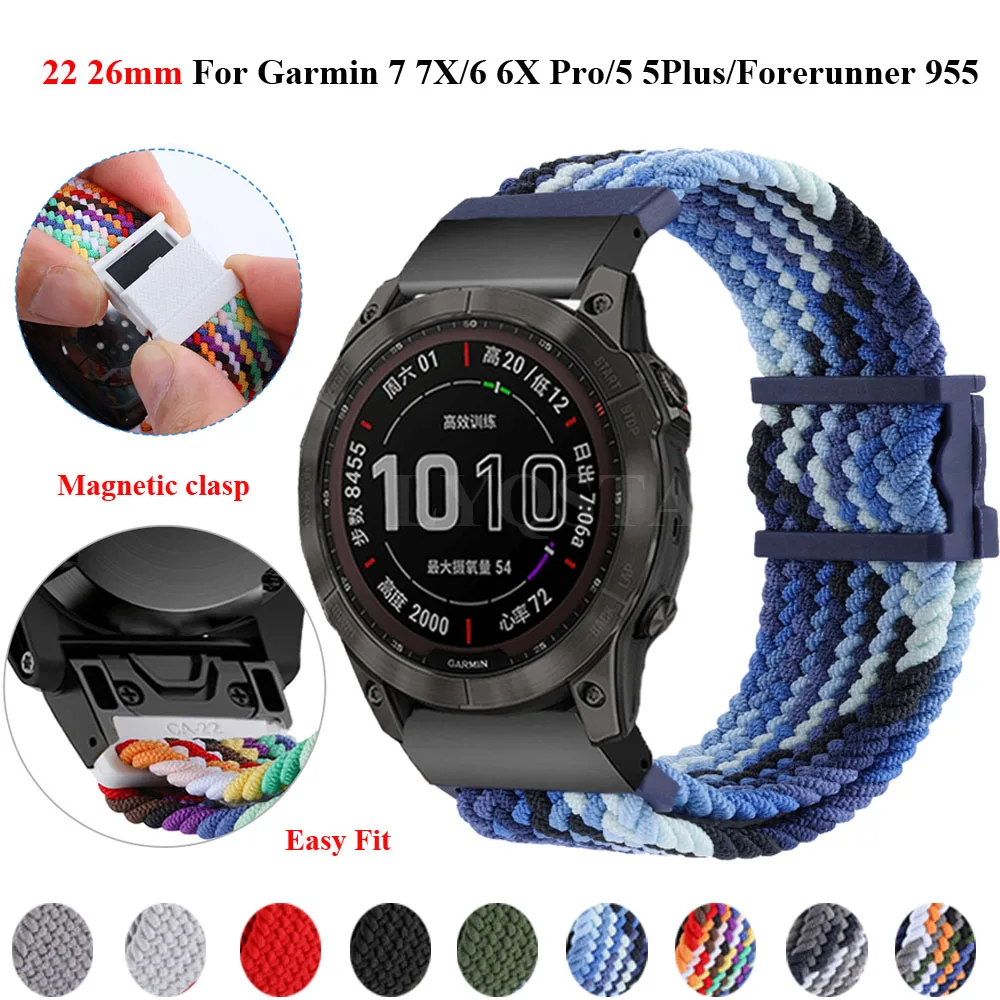 Ремешок нейлоновый для наручных часов Garmin Fenix 6 7 5 6X 7X 5X Plus 3 3HR Forerunner 955 945 - купить по