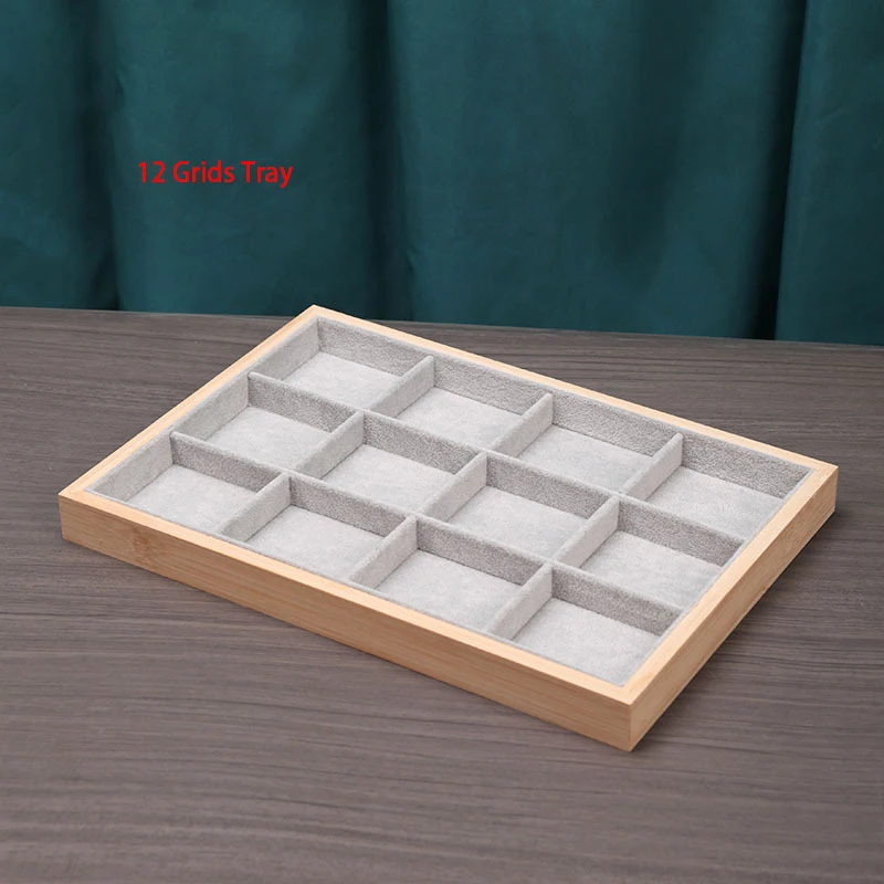 Бархатный бамбуковый лоток для украшений 35*24 см