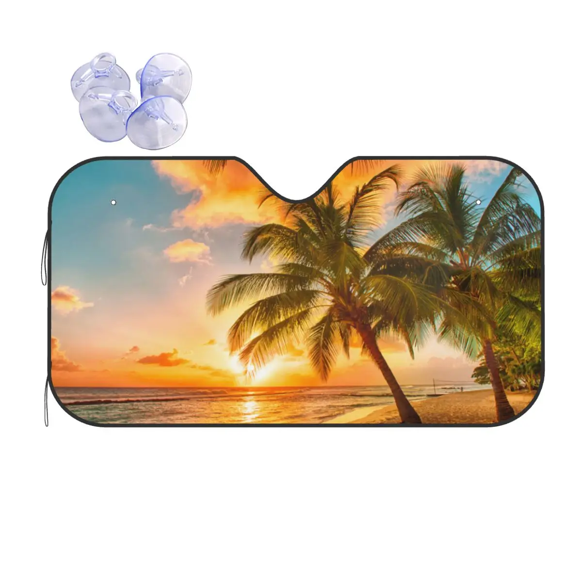 

Sea Beach Scenery Foldable Windshield Sunshade 76x140cm Sunset Foils Sun Visor Sunscreen Curtain