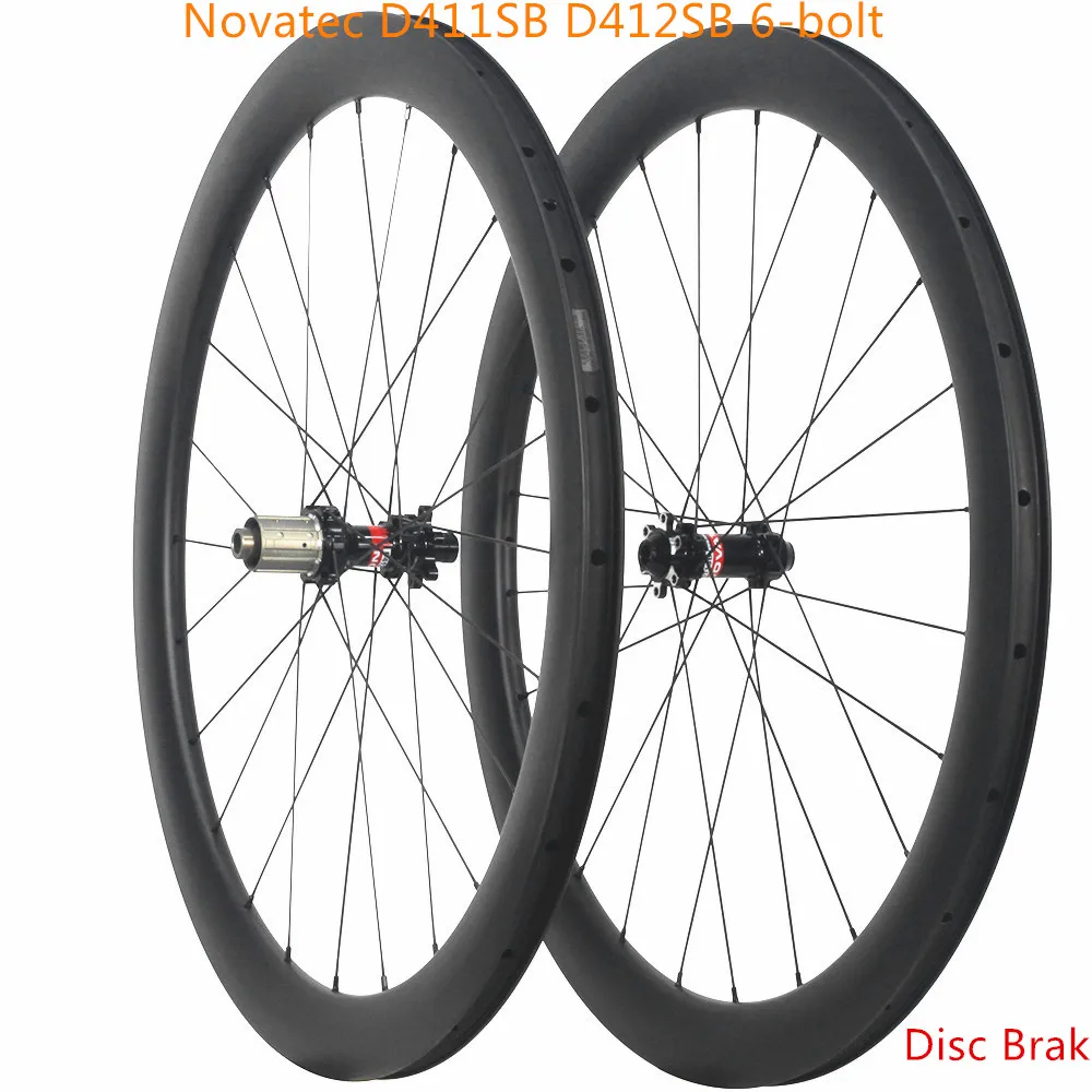 

700c Carbon Road Bike Wheelset 50x25mm Disc Bicycle Wheels Clincher Or Tubular Novatec D411SB D412SB 6-bolt 100X12 142x12
