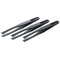 115mm long flat tip black plastic anti static tweezers 3 pcs