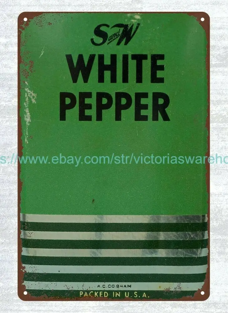 S &amp W White Pepper spice metal tin sign unframed art prints for sale | Plaques Signs