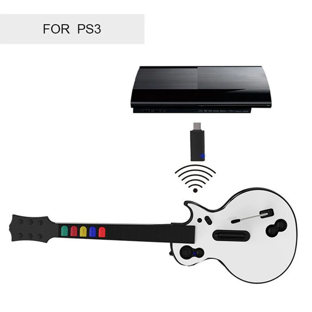 

2 in 1 Guitar Pattern Gamepad Controller with Adjustable Strap Games Remote Gamepad Joystick Console for PC PS3 Guitar Hero Game