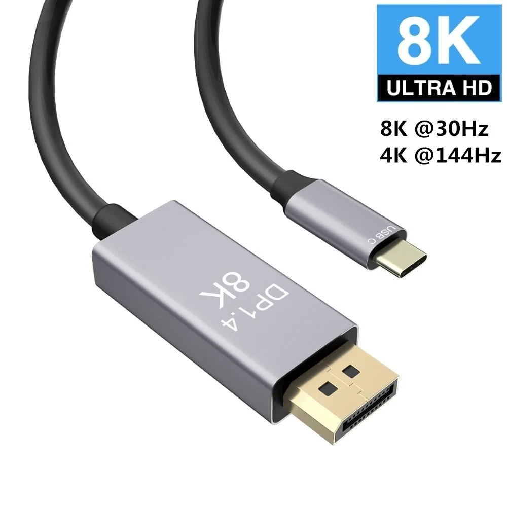 

8K USB C to DisplayPort 1.4 Cable 4K@144Hz USB 3.1 Type C Thunderbolt 3 to DP Cable for 2017 Galaxy S9 Huawei P20