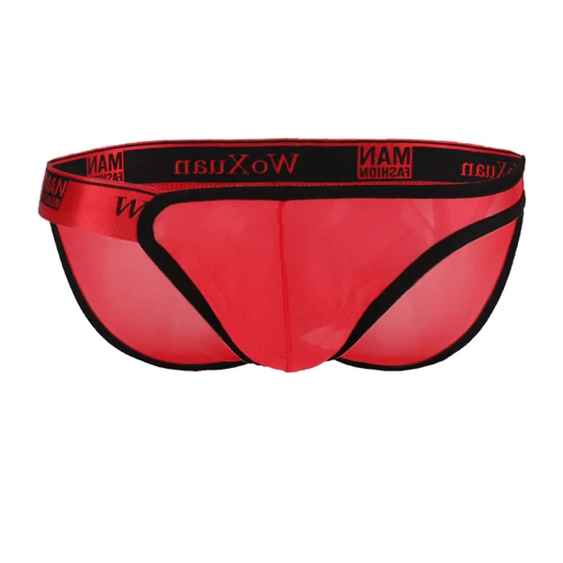 5PCS Men Underwear Ice Silk Briefs Summer Breathable Sexy Transparent Underwear Silky Lace Quick-Drying Silk Underwear Men