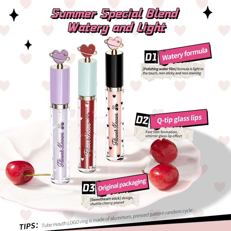Flower Knows Cherry Love Lip Gloss Liquid Tint In 12 Colours 3g |