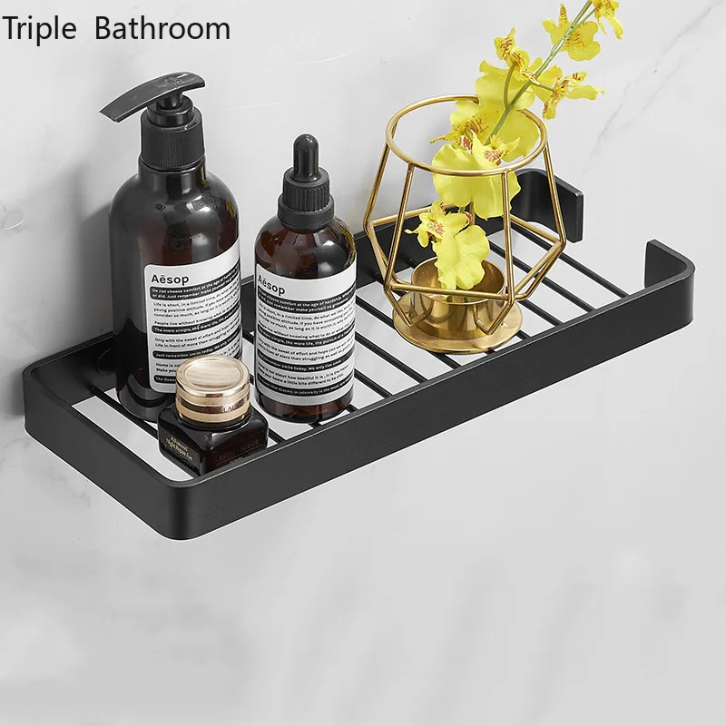 

Punch-free Cosmetics Storage Holder Space Aluminum Bathroom Draining Lengthen Soap Dish Organizer Restroom Accessories