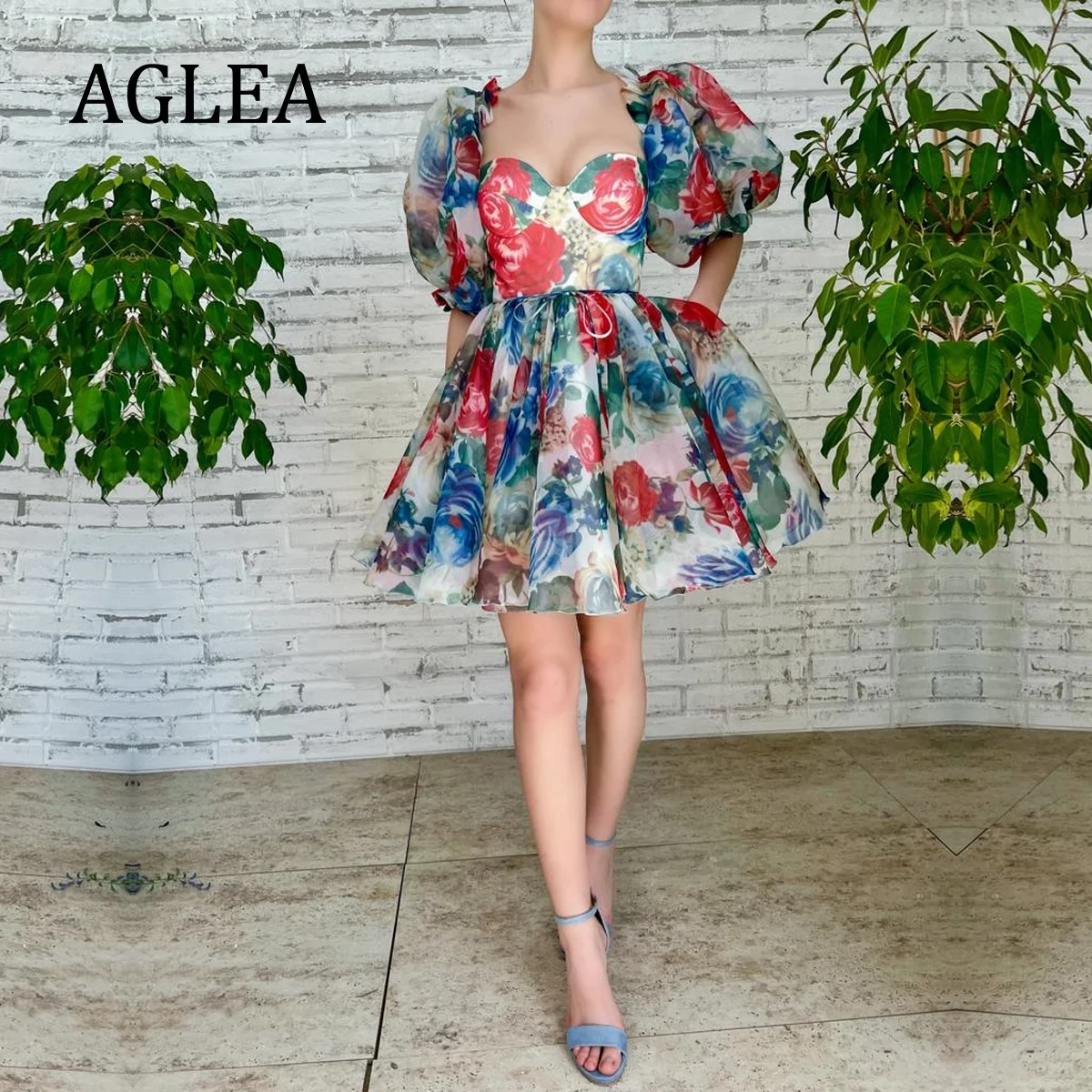 

AGLEA Evening Dresses Formal Occasion Elegant Party for Women Prom Short Length Sweetheart A-line Draped Sash Ribbons