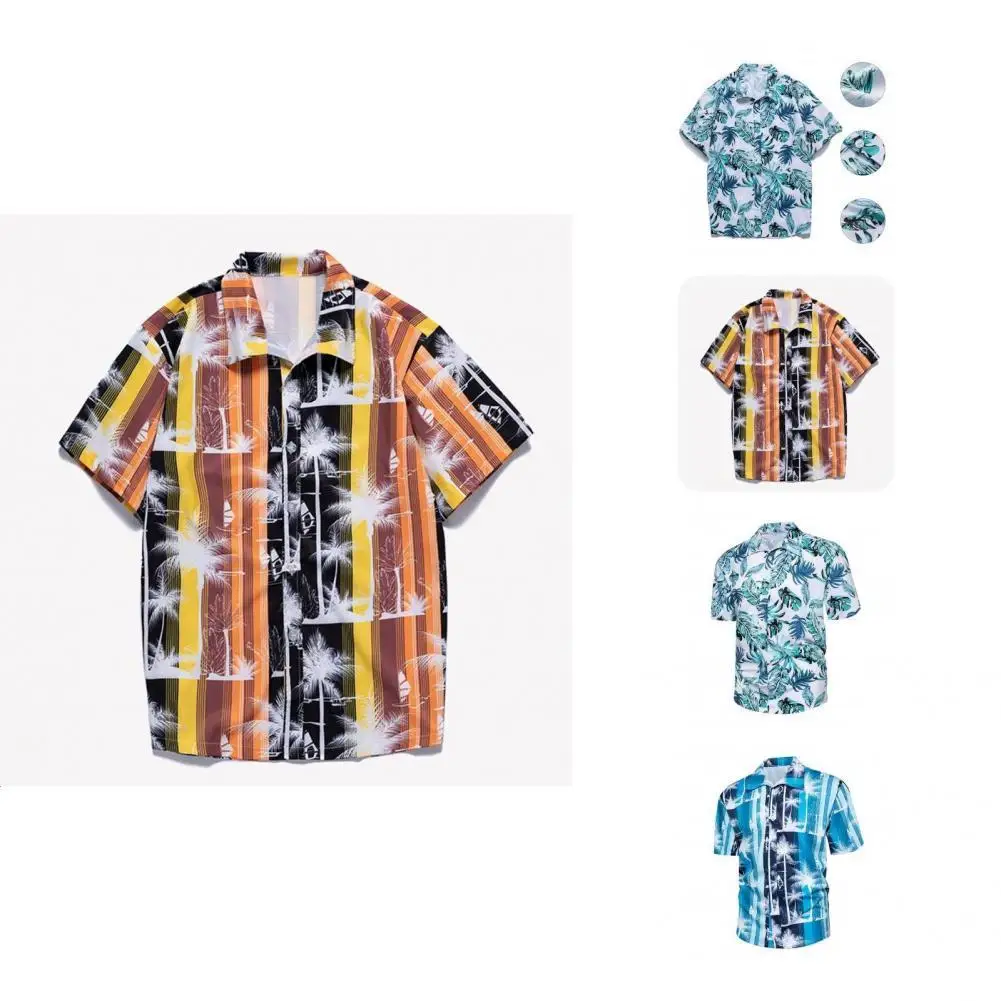 

Beachwear Trendy Loose-fitting Buttons Shirt Summer Men Shirt All Match for Holiday