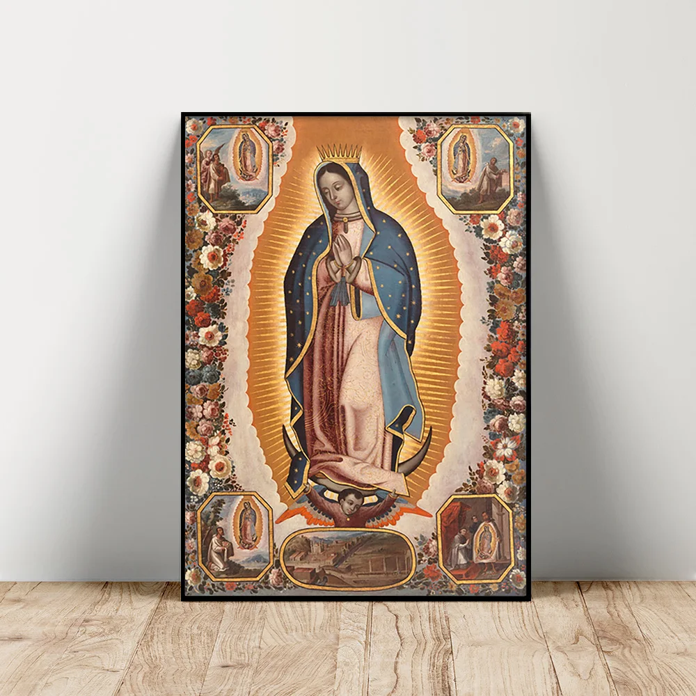 

Our Lady Of Guadalupe Print Art Poster La Guadalupana Canvas Painting Antique Religion Wall Picture Decor