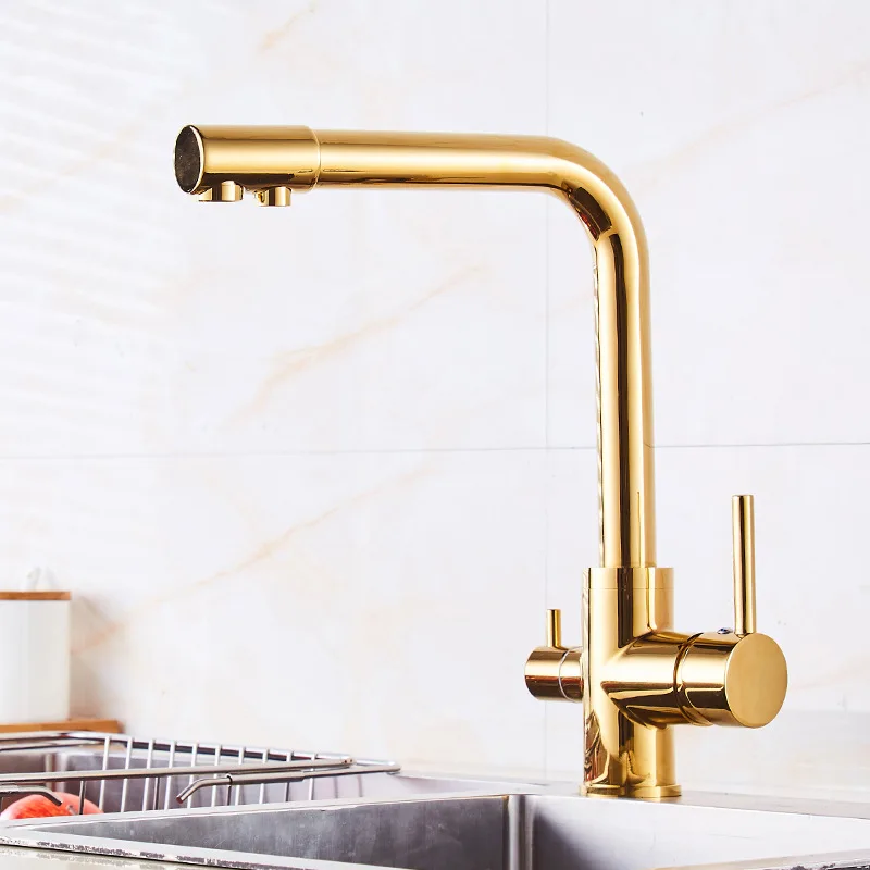 

Black/Gold/Chrome copper purifying kitchen faucet rotating filter three-in-one mixer