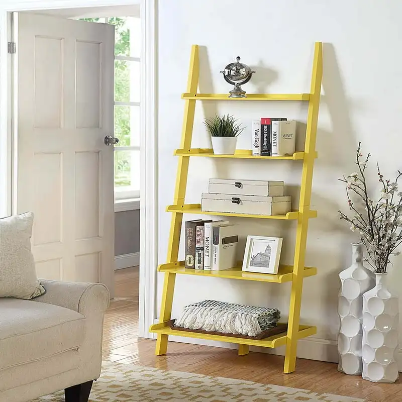 

American Heritage Bookshelf Ladder, Yellow Modern Shelves Shelving Bookcase Stable