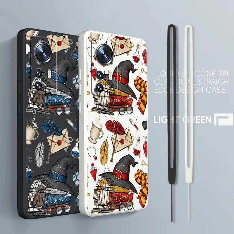 

Harrys Potter Anime For Xiaomi Mi 13 12T 11i 11X 10S 10 Pro Lite Liquid Rope Silicone Black Phone Case