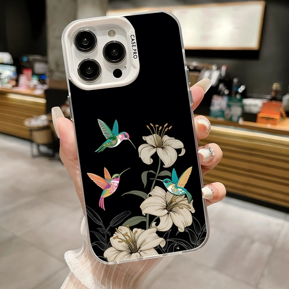 Чехол для мобильного телефона Колибри цветной серебристый модный чехол IPhone 16 15 14