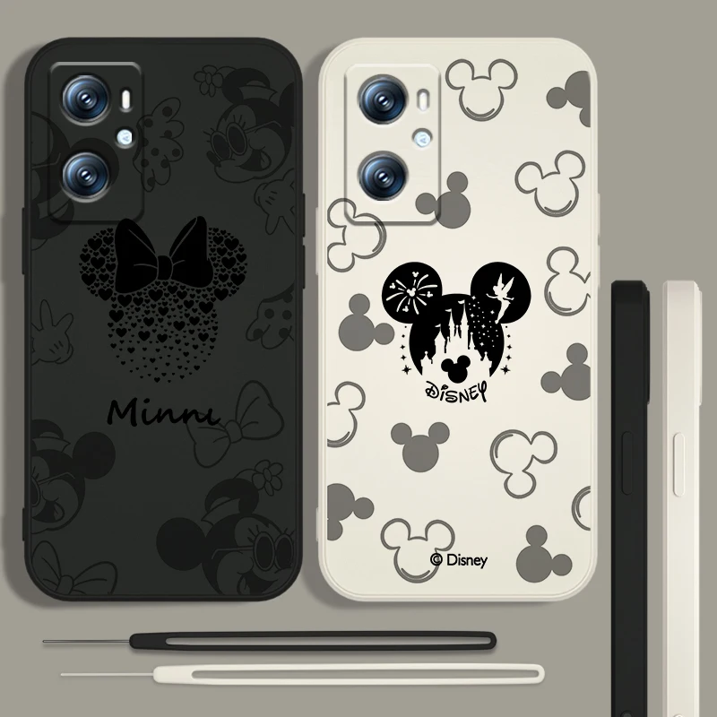 

Mickey Cartoon Logo Liquid Rope Phone Case For OPPO GT Master Find X5 X3 Realme 9 8 6 C21Y Pro Lite A53S A5 A9 2020 Cover Capa