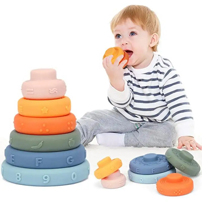 

Stacker Toy Nesting Toys For Babies Montessori Stacking Circles Sensory Early Educational Toys For Toddler BPA Free Teething