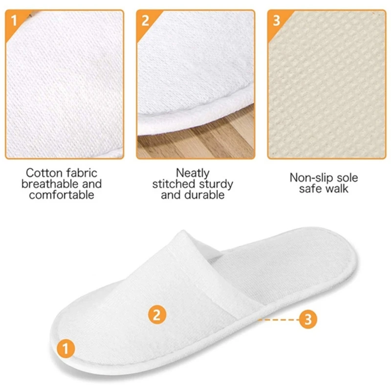 Non-slip Disposable Hotel Slippers Suitable for Ladies Men Reusable Home Slippers Suitable for Guests Bathroom Bedroom T8NB