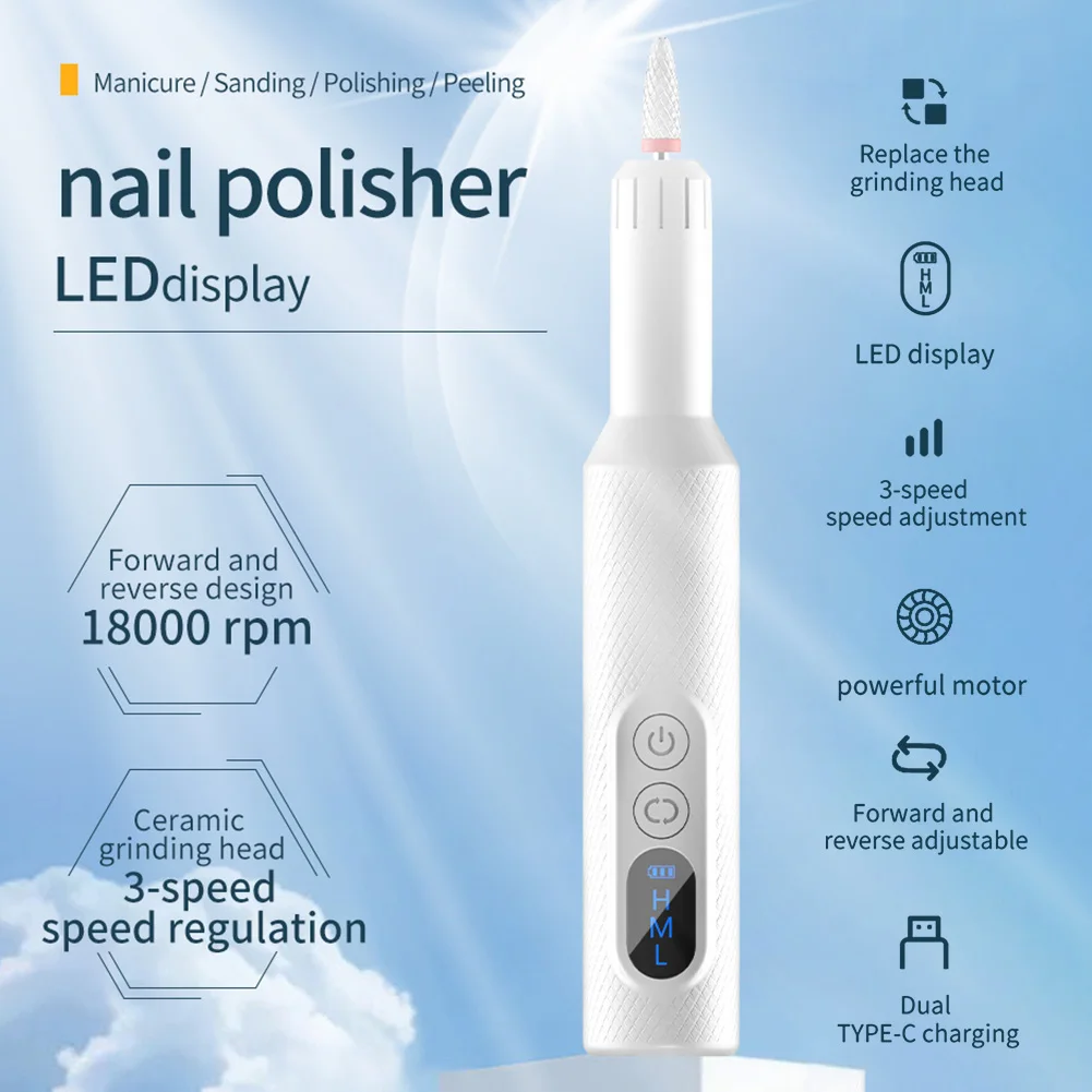 

Electric Nail Drill Set 18000RPM Nail Drill Pen For Gel Polishing Dead Skin Removal Nail Milling Cutter Polisher Manicure Tool