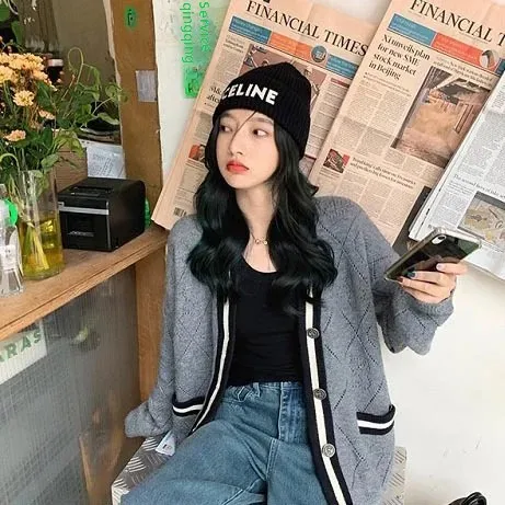 Новый вязаный свитер в японском стиле 2023 однотонный кардиган винтажный