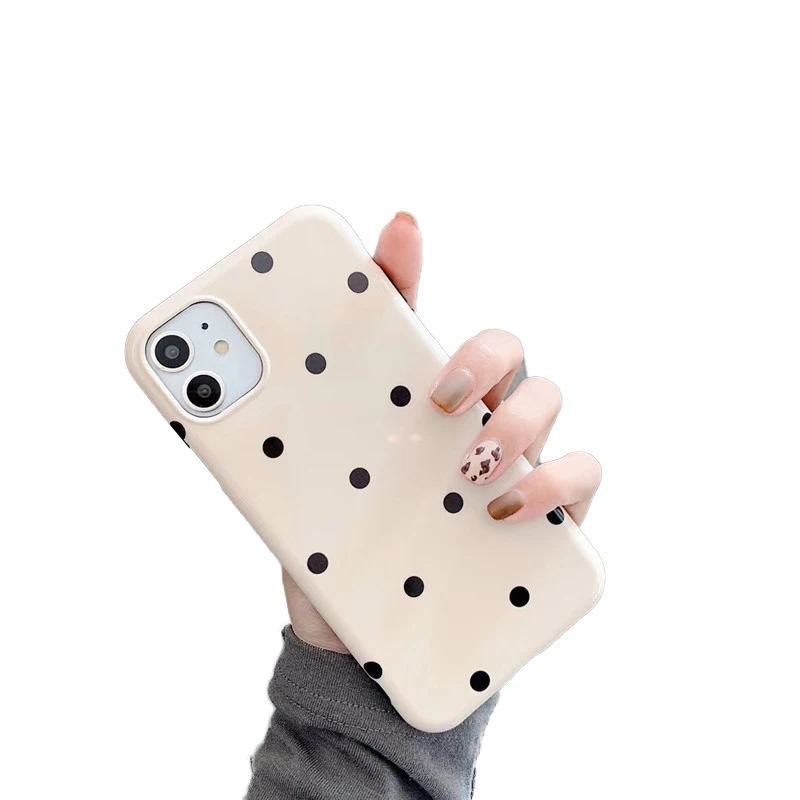 

Personalized Polka Dot Phone Case For Iphone 12 11 13 Pro Max Case Solid Color Cover On Iphone 13 X Xs Max Xr Plus Fundas