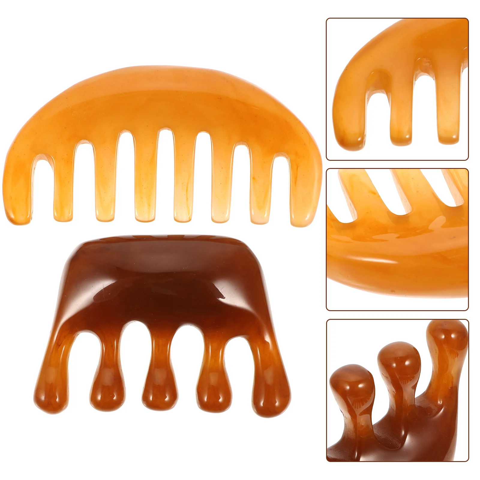 

2 Pcs Resin Massage Comb Scalp Care Scraper Head Messages Relax Massaging Tools Beeswax Hair Gua Sha Stone Hand