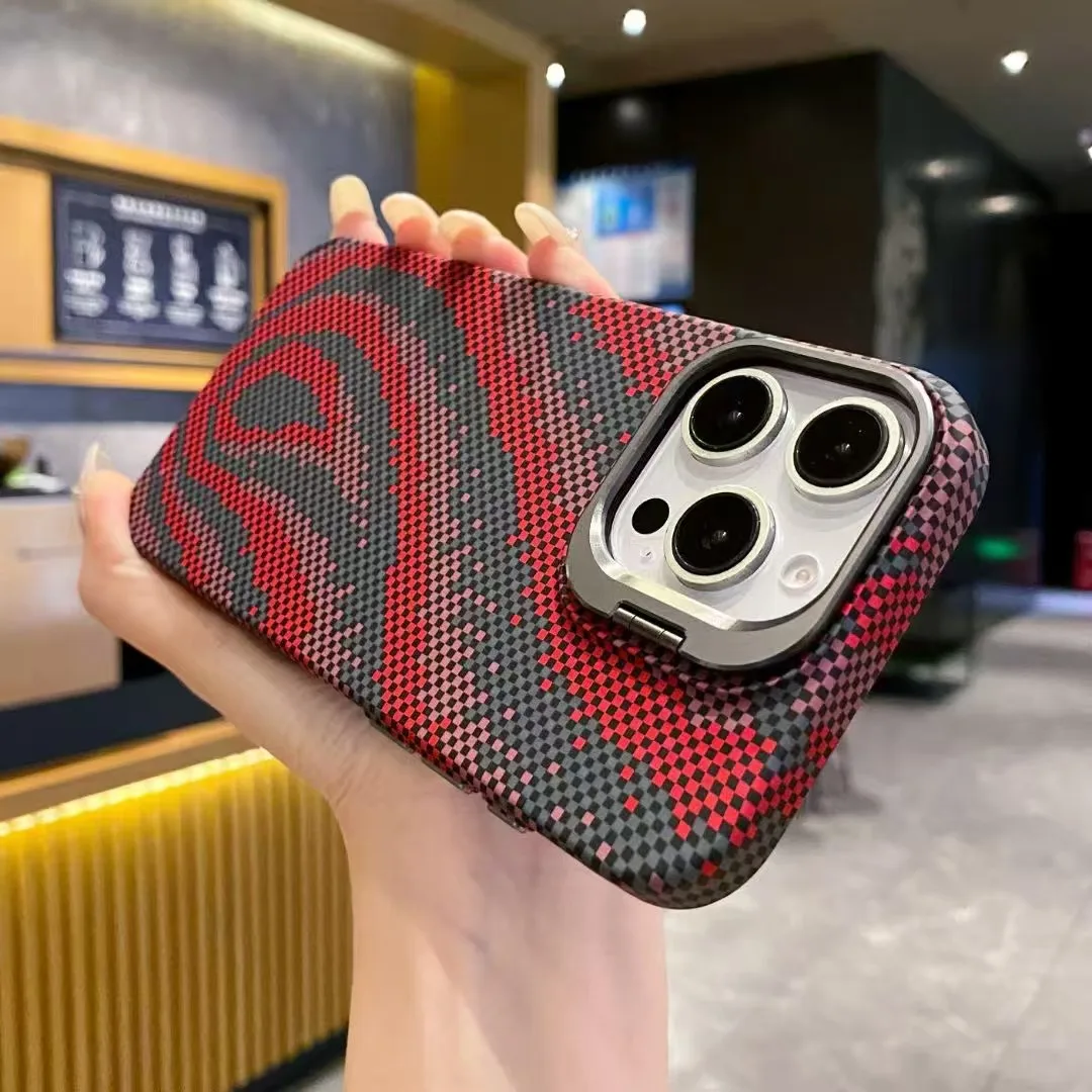 Для Magsafe Carbon Holder Pattern Тонкий чехол для iPhone 16 15 14 Pro Max матовый карбон жесткий ПК