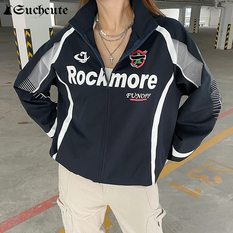 SUCHCUTE мотоциклетные негабаритные университетские куртки на молнии гоночные