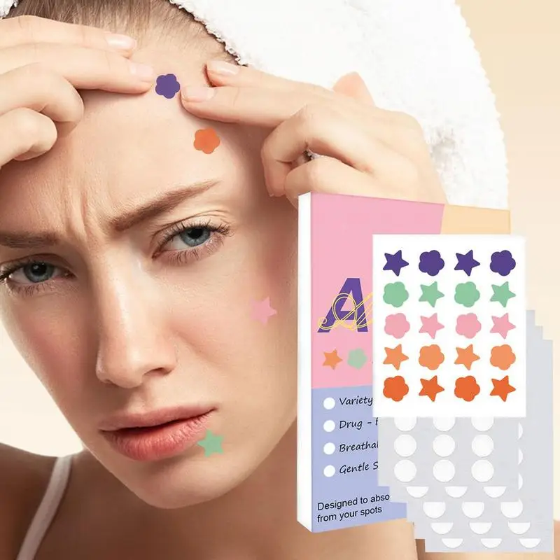 

110 Pcs Colorful Zit Patches Cute Pimple Waterproof Patches Clear Spots, Cover Hydrocolloid, Blemish Patches Facial Mask