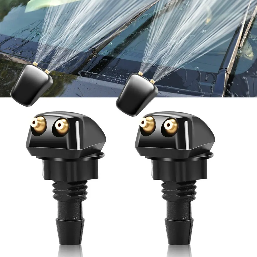 

1 Pair Universal Car Friont Windshield Wiper Nozzle Jet Sprayer Kits Sprinkler Water Fan Spout Cover Washer Outlet