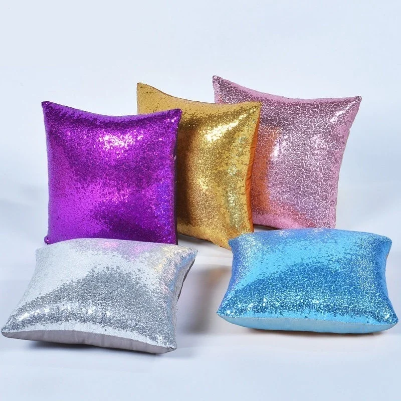 

Fashion Sequin Embroidery Cushion Cover 40x40cm Soild Color Pillow Case Sofa Couch Seat Chair Pillowcase For Living Room