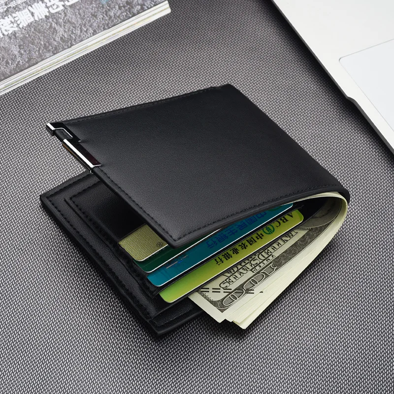 

Hot Selling New Men's Short Wallet Iron Edge Korean Youth Men's Horizontal Wallet Trend Card Pack Purse Low Price for Same Model