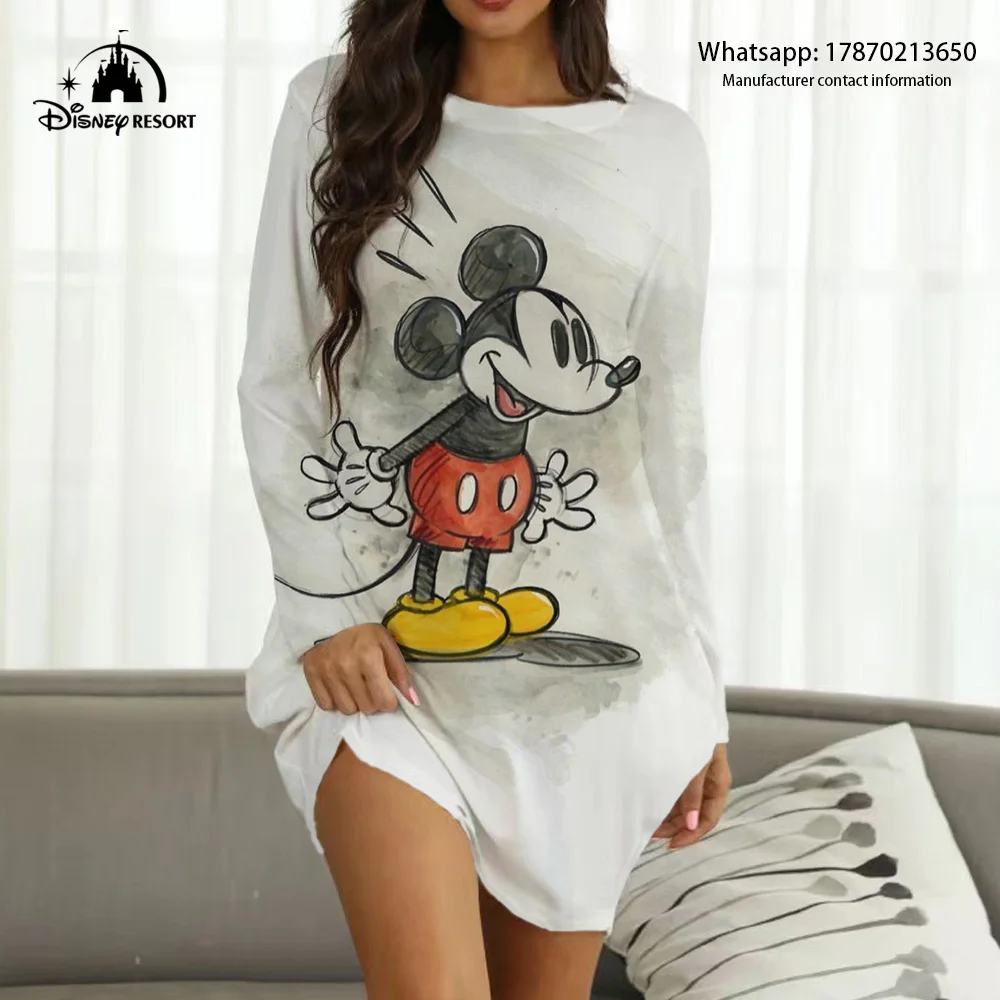 Женское Повседневное платье с длинным рукавом и круглым вырезом