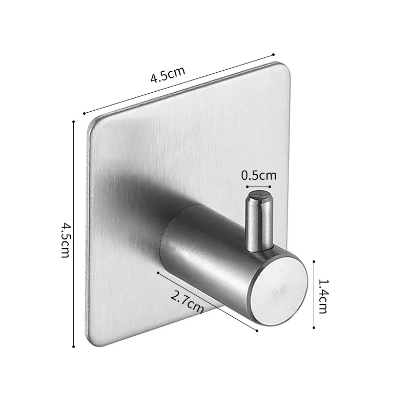 

4.5x4.5cm Sticker Adhesive Stainless Steel Wall Mount Holder Hook Door Clothes Coat Hat Hanger Hanger Towel Clothes 12Pack