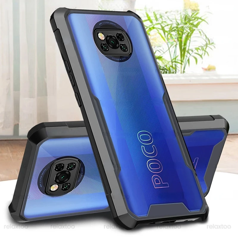 

X3Poco Case Poco-X3 Coque Clear Acrylic Heavy Duty Cover Capa Poko Pocco Little X3 X 3 Pro NFC NFS Armor Protective Shell