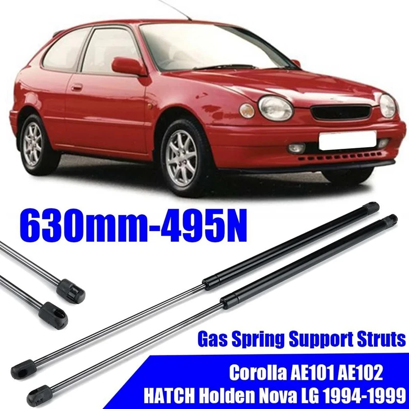 

2Pcs Tailgate Gas Spring Support Struts 630mm-495N Shaft for Toyota Corolla AE101 AE102 HATCH Holden Nova LG 1994-1999