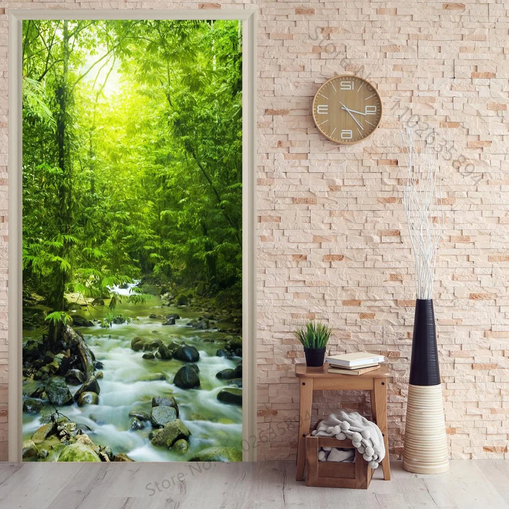 

Натуральные наклейки на дверь "Зеленый лес"