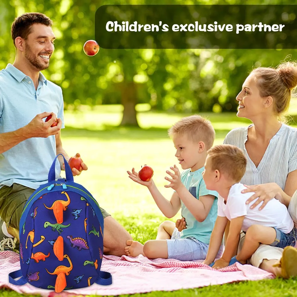 Детский рюкзак с милым принтом мультяшный динозавр Акула защита от потери для