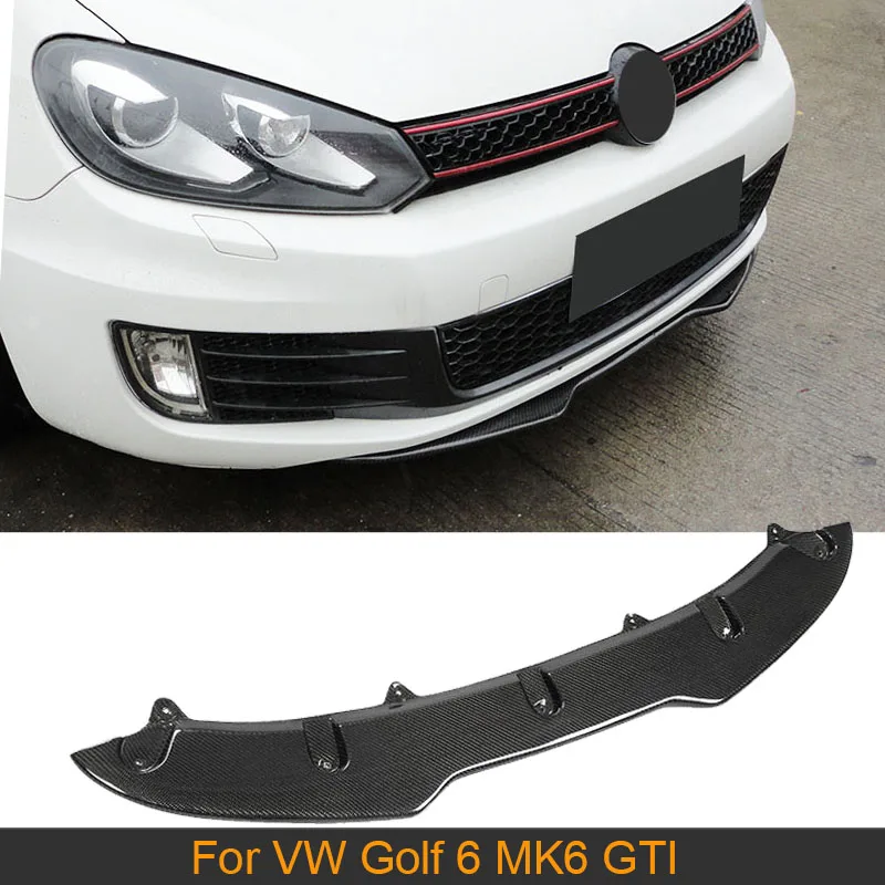 

Передний бампер из углеродного волокна, спойлер для подбородка для Volkswagen VW Golf 6 MK6 GTI 2010-2013, передний бампер автомобиля, спойлер для губ, Черны...