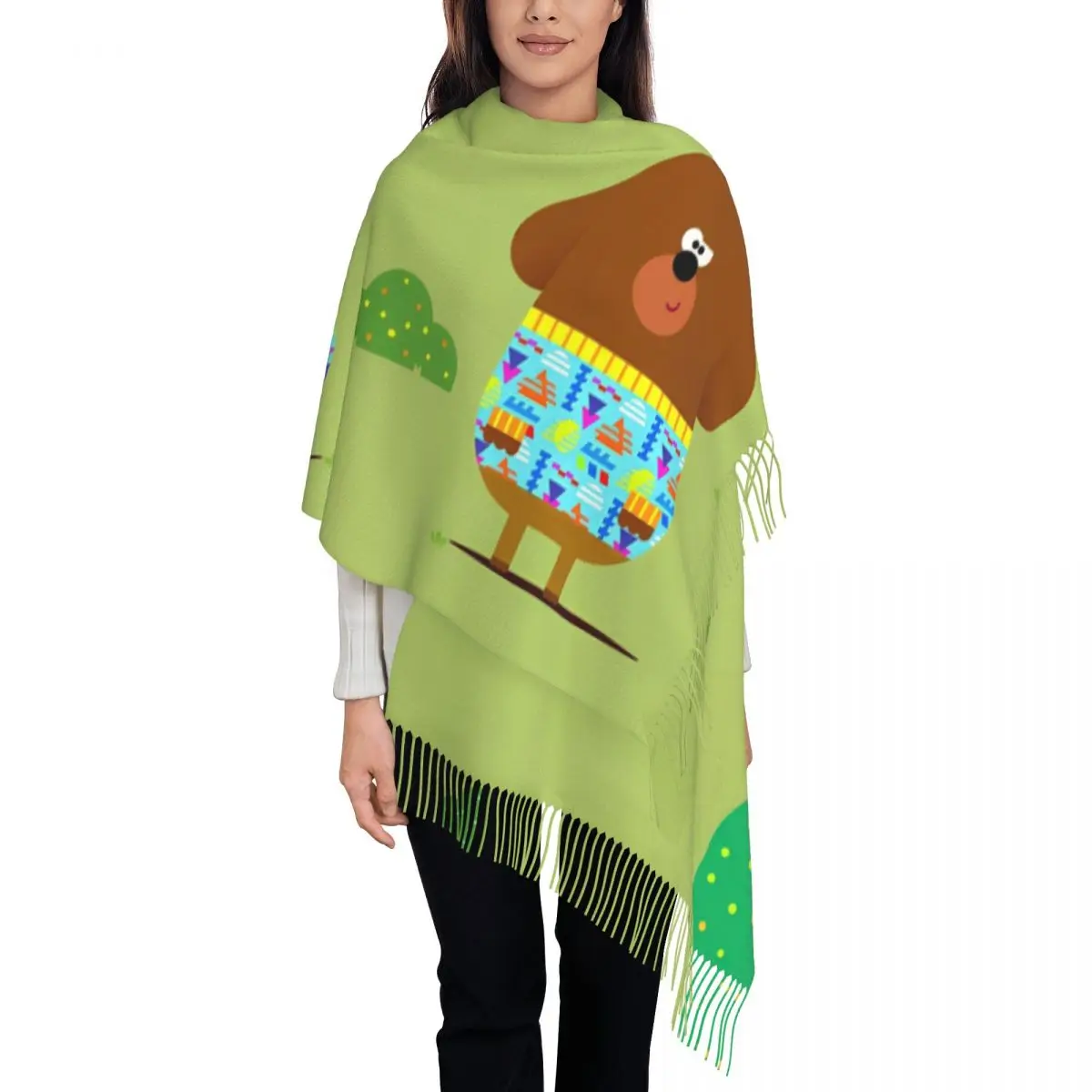 Женский шарф с кисточкой H-Hey D-Duggees длинная мягкая теплая шаль и накидка