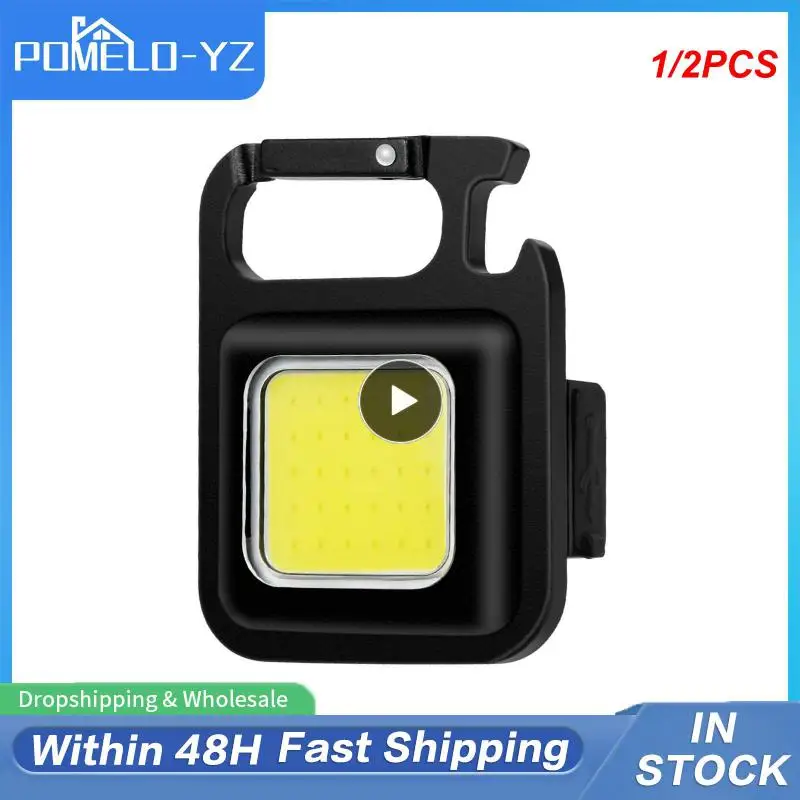 

1/2PCS Mini LED Flashlight Keychain Light Multifunctional Portable COB Camping Flashlights USB Charging Work Lights fishing