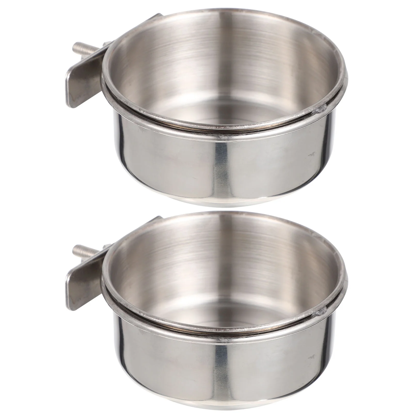 

2 Sets Birds Food Dish Cage Cups Holder Parakeet Reptile Water Parrot Bowls Stainless Steel Dispenser Coop Feeder