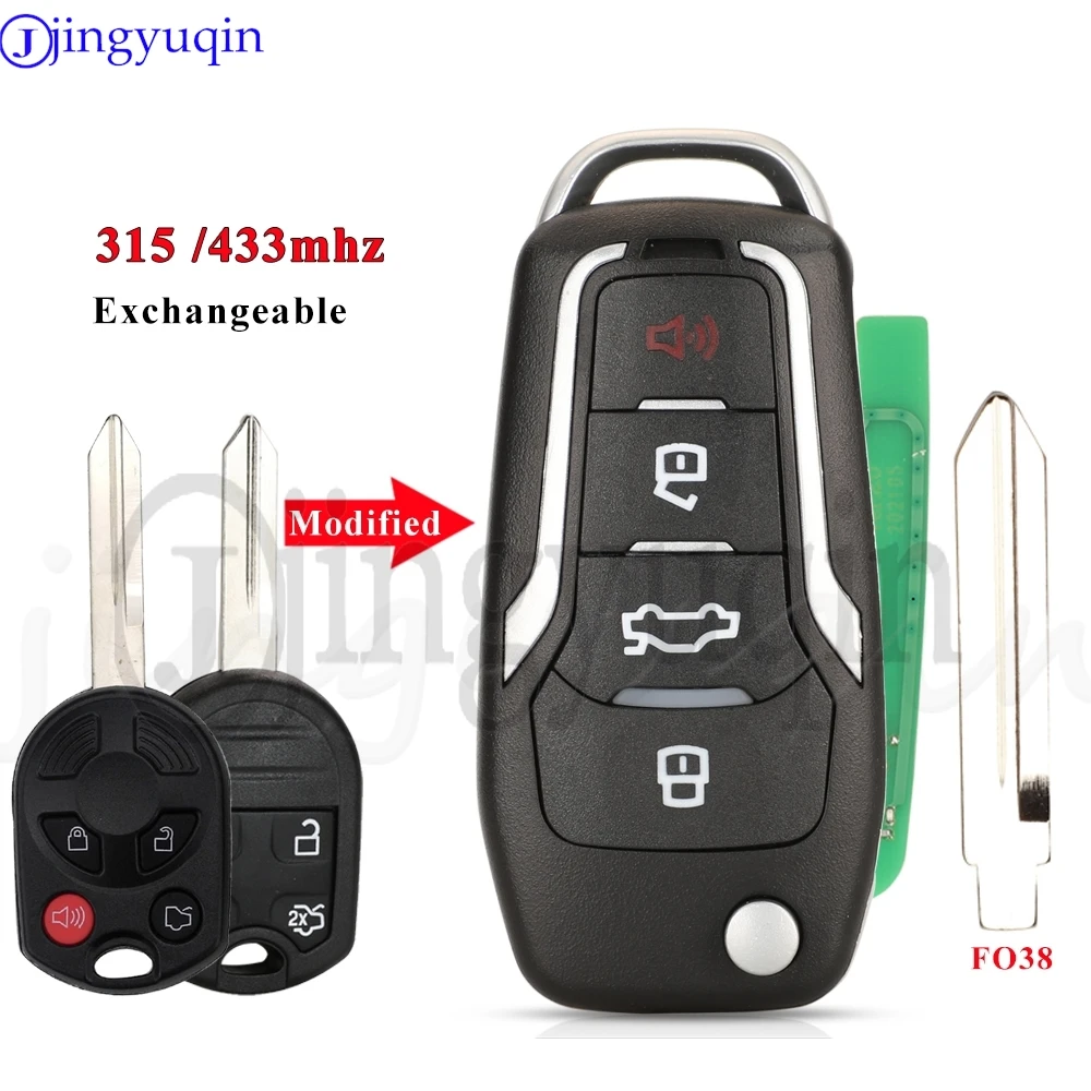 

Модифицированный Ключ-пульт Jingyuqin 315/433 МГц 4D63 Для Ford Escape, Focus, C-Max, Transit, F250, F350, F450
