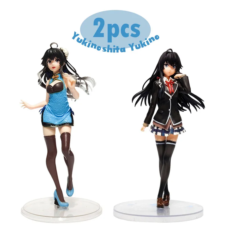 

2pcs Original Manga Figurine Yukinoshita Yukino Figure Statue Decoration Sexy Girl Uniform Miniature Figures Model Collectible