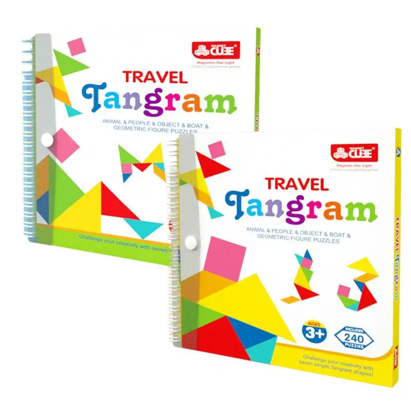 

Magnetic Tangrams Magnetic Shape Puzzle Pattern Blocks Set Tangram Jigsaw Book Road Trip Game STEM Games For Kid Challenge IQ