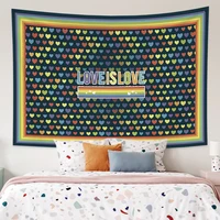 bohemian rainbow love background wall hanging hippie curtain picnic blanket tapestry aesthetic room bedroom decor