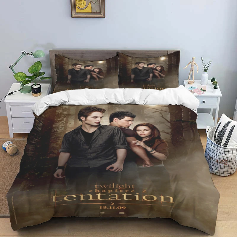

Twilight Print Three Piece Bedding Set Fashion Article Children or Adults for Beds Quilt Covers Pillowcases Bedding Set Gift