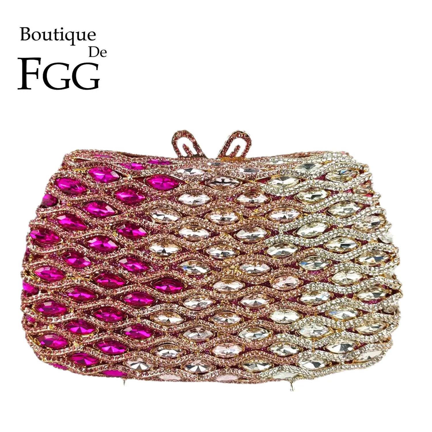 Bouotique De FGG Luxury Bling Crystal Clutch Evening Handbags for Women Formal Party Dinner Minaudiere Bag Bridal Handbags