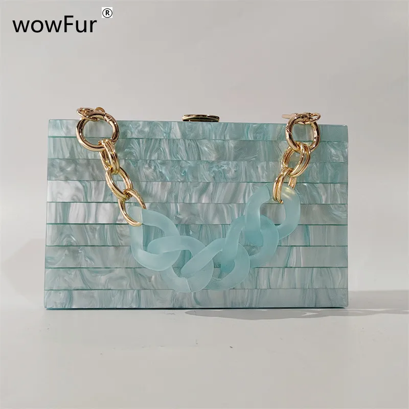 

New Pearl Light Blue Striped Brand Unique Trendy Protective Women’S Clutch Evening Crossbody Bags Women’S Party Wedding Handbags