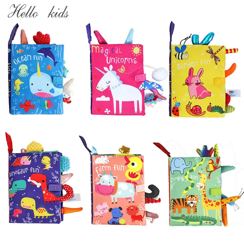 

Baby Kids Fabric Books Early Learning Educational Cloth Book 0-12 Months Develop Cognize Animal Tails Reading Toy погремушки